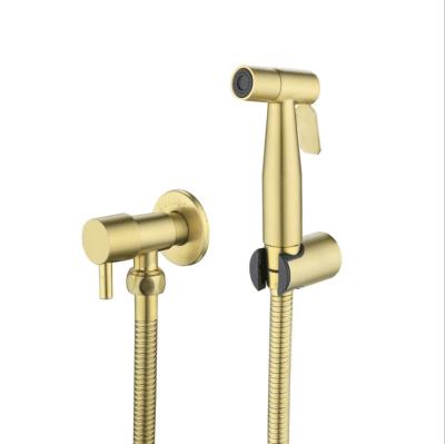 China Bathroom Brushed Gold Handheld Bidet Shattaf Set for sale