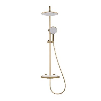 China Without Diverter Gold Rush Luxury Brushed Bathroom Shower Set Wall Mounted Shower Faucet Set for sale