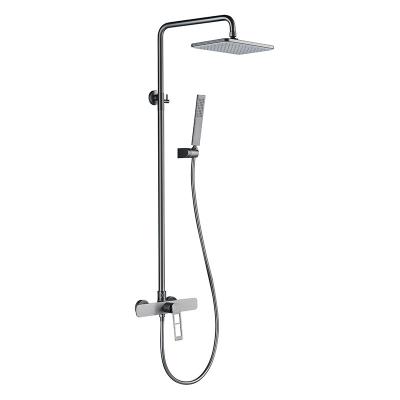 China With Hot And Cold Brass Exposed Black Gun Diverter Column Shower Matte Exposed Shower System for sale