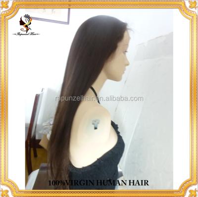 China Wholesale Dark Brown Silky Straight Wave Hair Full Lace Wigs Cheap Brazilian Human Hair Wigs For Sale for sale