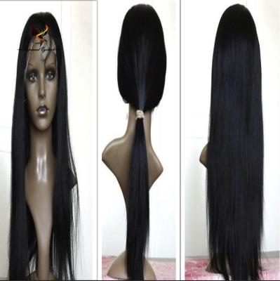 China Malaysian Wave #1 Silky Straight Jet Black Human Hair Lace Front Wig With Baby Hair for sale