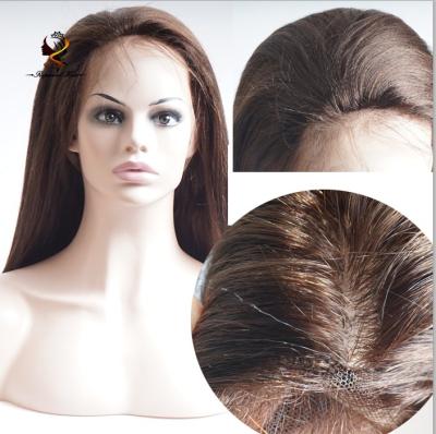 China Indian Remy Italian Yaki Silky Straight Silky Basic Full Lace Human Hair Wigs In Color #2 Hair Silk Top Wigs for sale