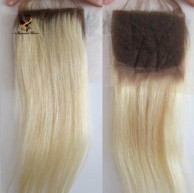 China Silky straight full wave brazilian lace front closure4X4 ombre color2/613 remy lace front closures for sale