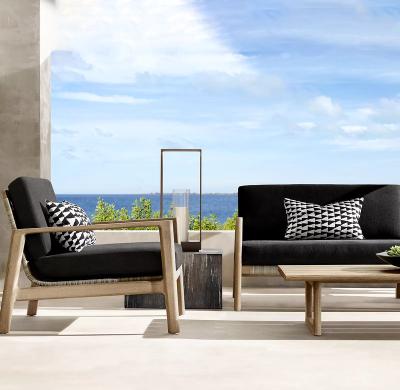 China Eco-freindly Eco-freindly Rope And Sofa Set Outdoor Furniture Modern Garden Style Teak Wood Mix Sofas for sale