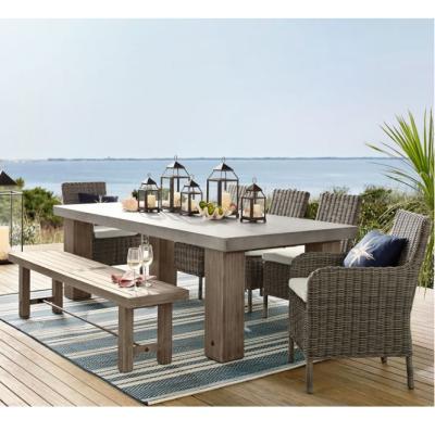 China Eco-freindly Antique Concrete Table Top Eco-freindly Dining Furniture Sets for sale