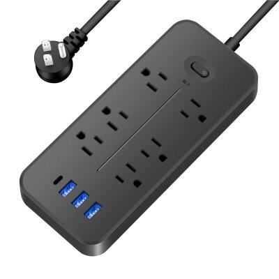 China Surge Protection Extension Cord 6 AC Outlet Surge Protector US Power Strip USB Table Socket for sale