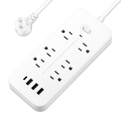 China 3USB+1type C surge protector 6 ac surge protector power strip with overload protection for supermarket grocery store walmart ebay for sale