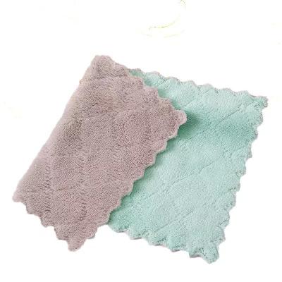 China Viable Nonstick Absorbent Cloth Dish Kitchen Microfiber Double-Layer Towel Oil Household Cleaning Cloth Wiping Towel for sale