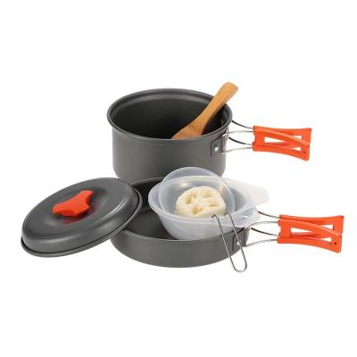 China Durable 2 Pcs Non Stick Cookware Combination Outdoor Camping Pot Set Titanium Cook Pot Pure Titanium Cookware Sets Nonstick Wok Pan Set for sale