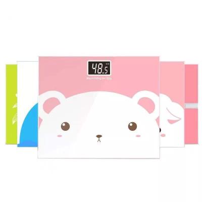 China WITH COVER Customization Floor Body Weight Scale Digital Tempered Glass Weighing Machine Cartoon Weight Measuring Scale Electronic Wholesale for sale