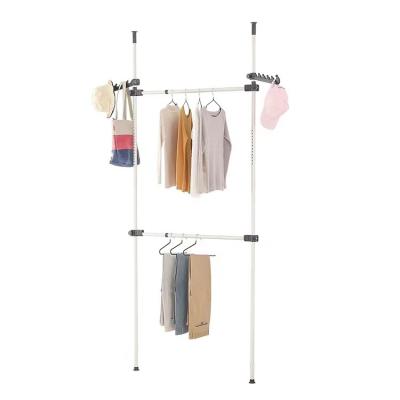 China 25mm-38mm 2 Tier Stainless Steel Rack Space Saving Drying Rack Up To Ceiling Adjustable Racks Standing Tall And Stretch Hanger for sale