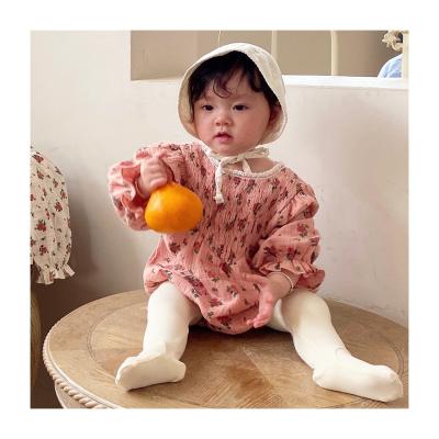 China Longsleeve 2022 Spring New Arrival Cotton Floral Long Sleeve Baby Romper Infant Baby Pink for sale