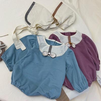 China Wholesale Newborn Baby Romper Bow Winter Drop Long Sleeve Long Sleeve Jumpsuit With Hat for sale