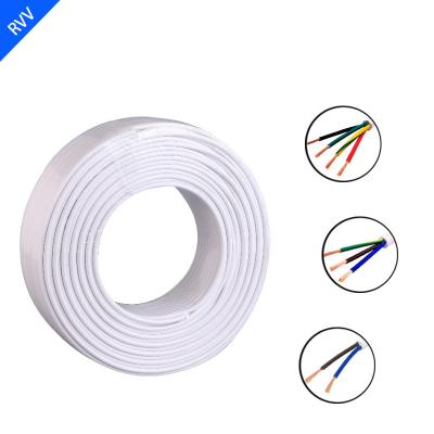 China Industrial RVV Power Cable  0.5mm0.75mm1mm1.5mm2.5mm 2/3/4/5Cores Copper Wire White Sheathed Insulated PVC Power Cord Electrical Cable for sale