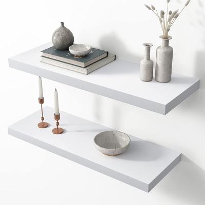 China hengyi HOMEFURNISHING Modern White Wall Mounted Floating Shelves Set Of 2 For Living Room for sale