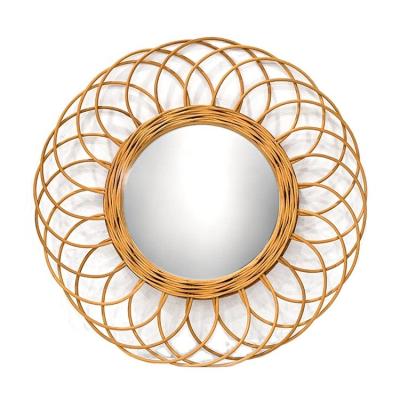 China Bathroom Mirror Hotel Wall Mount Style Simple Design Sense Rattan Minimalist Hot Selling Nordic Mirror Wholesale Bathroom Mirror for sale