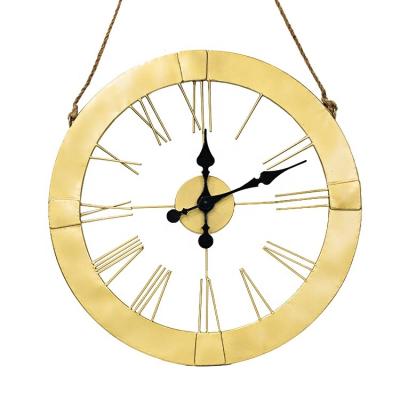 China New Style 2022 Vintage Minimalist Classic Roman Metal Numbers Farmhouse Wall Clock Home Decoration for sale