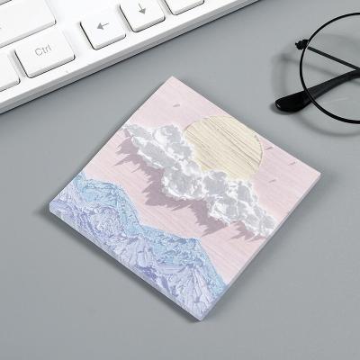 China New Custom Design Recycled Sticky Pattern Self Adhesive Paper Sticker Note Oil Painting for sale