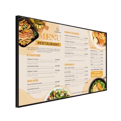 China HD-Innen-Lcd-Werbeanzeige Digital Signage Player Android-System Digitale Menüplatte für Restaurants zu verkaufen