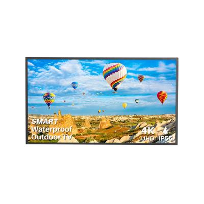 China 55 inch IP66 waterdicht zon direct hoge helderheid volle buiten tv muur Te koop