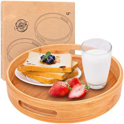 China Round Wooden Bamboo Tray Set Wholesaler Manufacturer Serving Tray For Food Kitchenware for sale