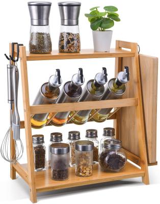 China High Quality Sustainable Kitchen 3 Tier Customization Bamboo Spice Rack for sale