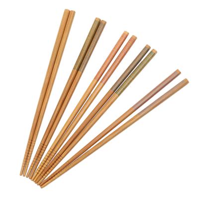 China Disposable Kitchen Accessories Bamboo Reusable Chopsticks With Anti-Slip Lines For Sushi Wholesale for sale