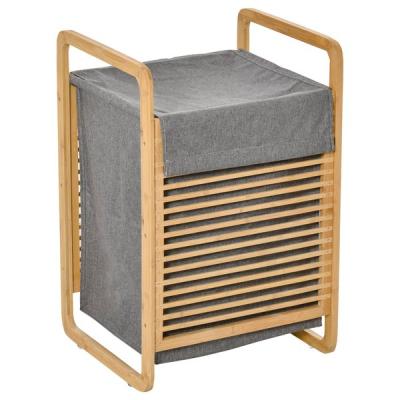 China Double Sustainable Bamboo Laundry Basket Cart Laundry Bags And Baskets Storage Bamboo Laundry Basket for sale