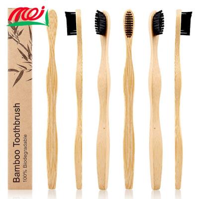 China CE Certification Reusable Natural Bamboo Wooden Toothbrush Soft Heads BPA Free For Adults Patterns Free Custom Logo for sale