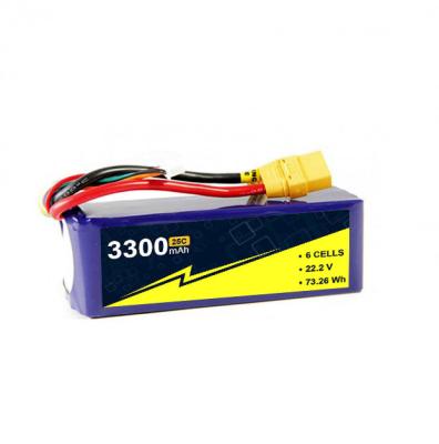 China 3300mAh 6S High Rate 25C-50c UAV Lipo Batteriepaket für RC Drohnen Boot FPV Auto zu verkaufen