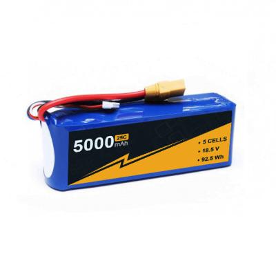 중국 안전 고속 5s 5000mAh 리포 배터리 18.5V 25C 50C 리포 배터리 판매용