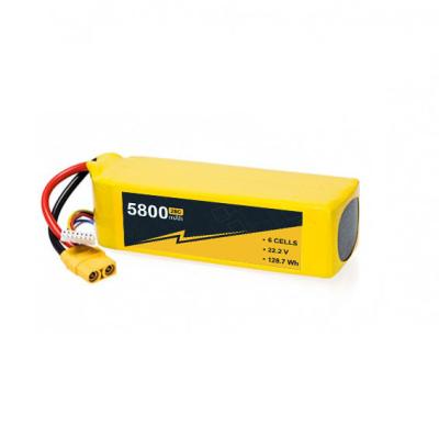 중국 컴팩트 22.2V 5800mAh 6S 100c 리포 배터리 팩 RC 드론 배터리 판매용