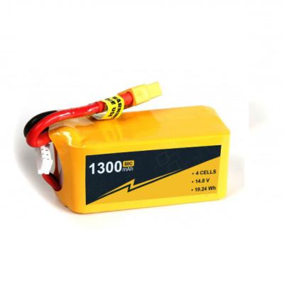 China 1300mAh 4S Lipo Drohnenbatterie Hochgeschwindigkeit 14.8V 50C-100c Lipo Batterie Kompakt zu verkaufen