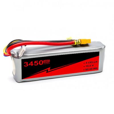 중국 고품질 15.2V LiHV 고용량 3450mAh 4S 리포 팩 w/XT60 배터리 팩 판매용