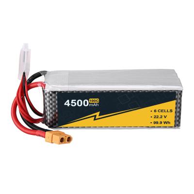 중국 맞춤 22.2V 6s 리온 드론 배터리 4500mAh 리포 배터리 100C 판매용