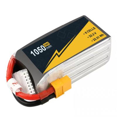 중국 1050mAh 22.2V 6s 드론 배터리 130C 판매용