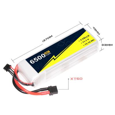 中国 ハードケース RC カー リポ バッテリー 11.1V 3s 6500mah 60C / 120c Rc トイ アクセサリー 販売のため