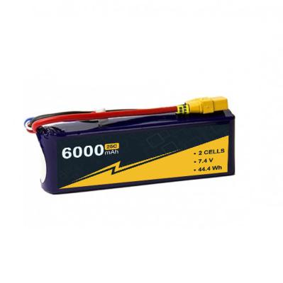 Κίνα Σταθερή 7,4V 25C 6000mAh 2S RC μπαταρία πλοίου με σύνδεσμο XT-90 προς πώληση