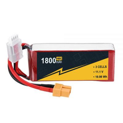 Κίνα Μεγάλη χωρητικότητα 11.1V 3s 1800mah Lipo μπαταρία 160C Rc πλοίο Lipo μπαταρία προς πώληση