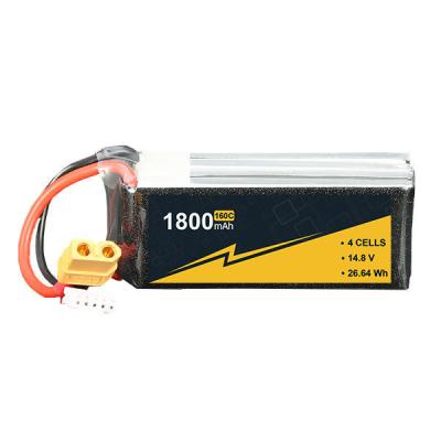 China Schnelle Ladekapazität 14,8V 4s1p RC Bootsbatterie 1800mAh 160C Leichtgewicht zu verkaufen