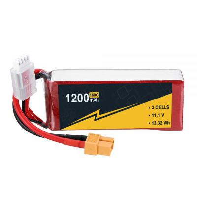 China Hardcase RC Boot Batterie 11,1V 3s1p Lipo Batterie 1200mAh 160C zu verkaufen