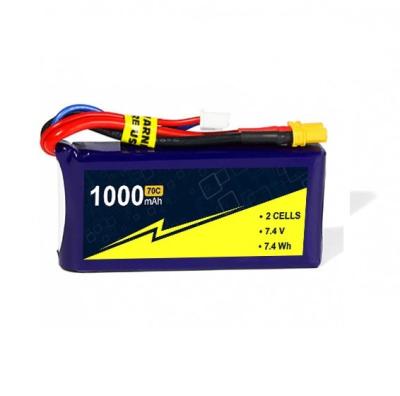 China 7.4V 2s Lipo-Batterie 1000mah RC-Flugzeugbatterien 70~140C mit W/XT-30 zu verkaufen