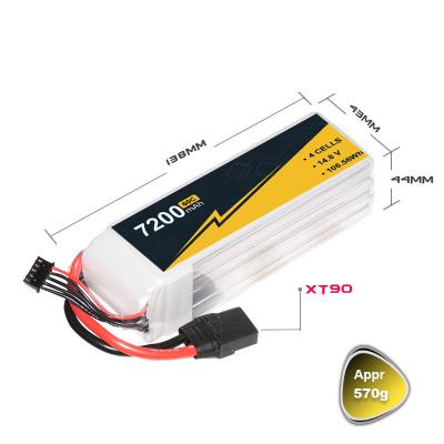 China 14.8V 4s1P 7200mah Bateria Lipo 60C Baterias de avião de controlo remoto à venda