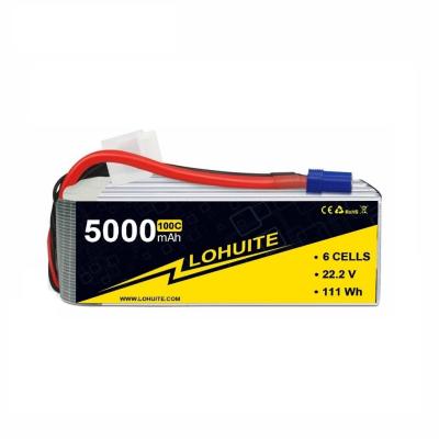 China Other Anode Material 6S Lipo Battery 22.2v 5000mah 50C 100C Drone Battery with XT90 for sale