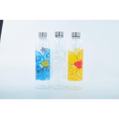 China Viable large capacity glass water bottles with custom decals for sale