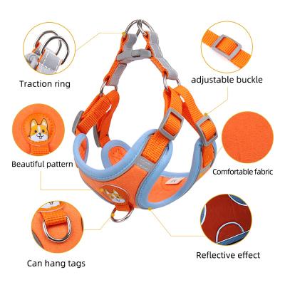 China Viable Hot Selling Adjustable Pet Reflective Dog Harness Adjustable Chest And Back Leashes Invest Handle Safety Dog Chest Strap Harnesses for sale