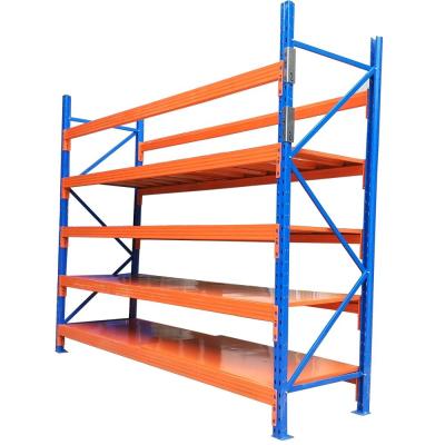 China Pitch Adjustable 75mm On Straight 4 Shelves Long Span Metal Shelving Multi Tier Unit Industrial Warehouse Storage for sale