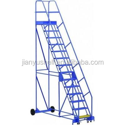 Κίνα Industrial Warehouse Storage Racking Customized Universal Factory Easy Move Warehouse Metal Ladder With Wheels προς πώληση