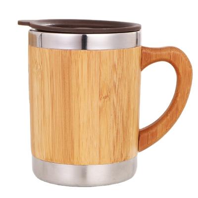 China Watersy New Arrival 350ml Sustainable Coffee 304 Stainless Steel Inner Outer And Bamboo Heat Press Travel Mug Sublimations for sale