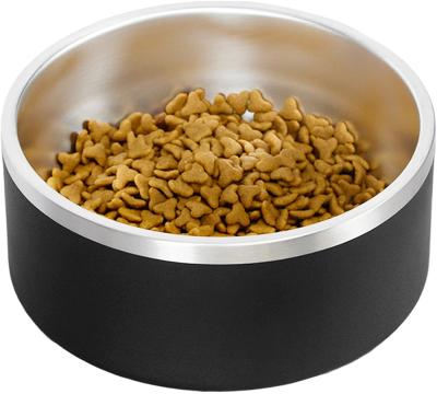 China Wholesale 32oz 64oz Double Wall Stainless Steel Dog Bowl Food Feeder Powder Coat Insulated Viable Non-Slip Pet Bowl With Logo Custom for sale